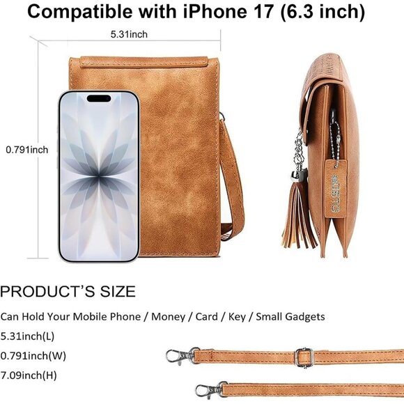 Elegant Small Crossbody Bag with Tassel - Ideal for Phones Up to 6.5 Inches - Picture 3 of 8